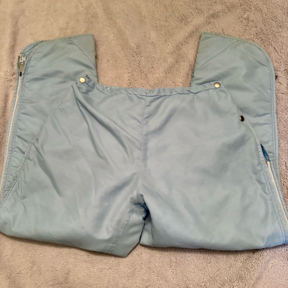 Vintage 70s Powder Blue High Waist Adjustable Ski‎ Pants Snap Side Zip L